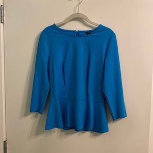 Ann Taylor teal blue peplum jersey top - size small